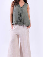 Load image into Gallery viewer, Ruffle Front Linen Tank Top
