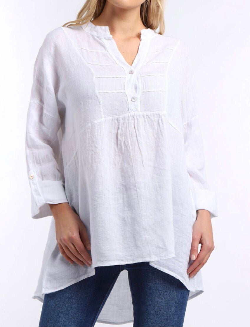 Linen Shirt Pleat Front