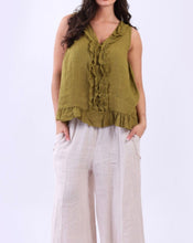 Load image into Gallery viewer, Ruffle Front Linen Tank Top
