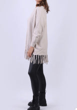 Load image into Gallery viewer, Fringed Hem Jumper Beige
